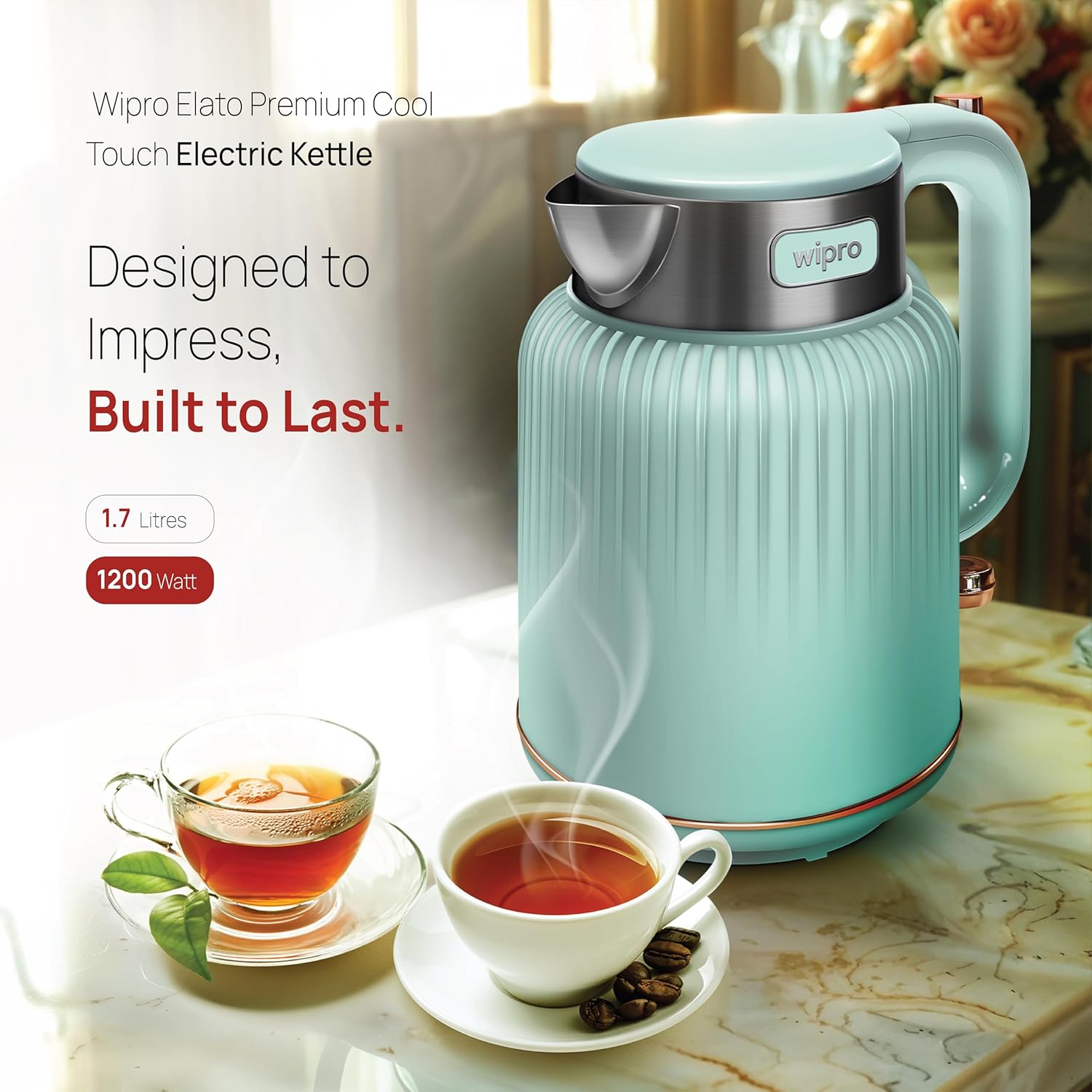 Wipro Elato BK215 Cool Touch Electric Kettle, 1.7 Litres,Anti-Rust Shield